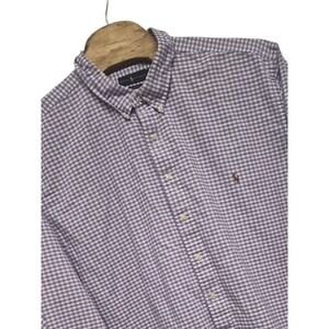 Polo Ralph Lauren Shirt Men 4XB Purple Button Down Easy Car Gingham Pony